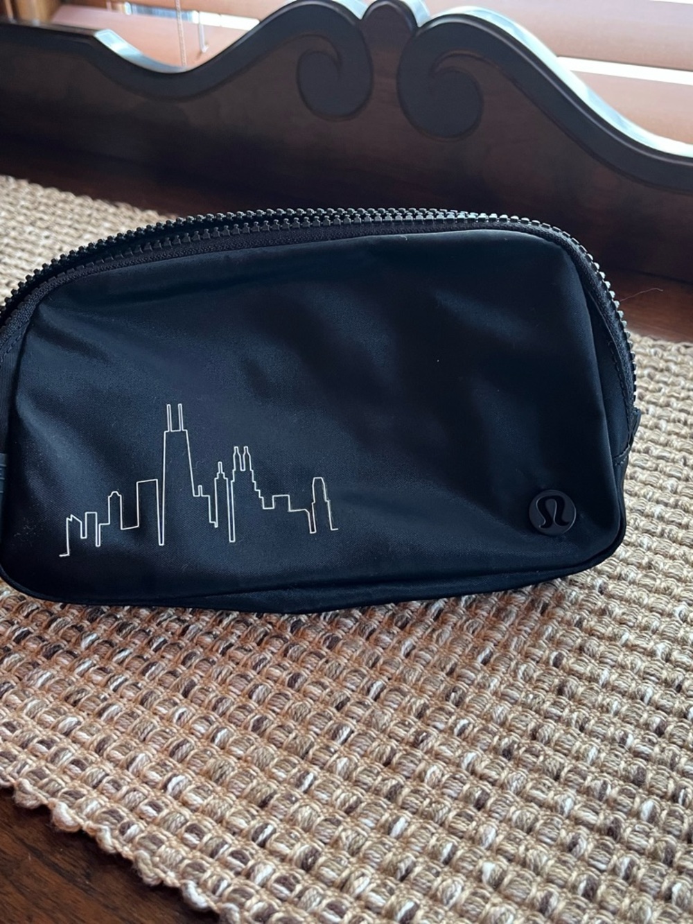 Brand New Lululemon athletica Black Belt Bag with white Chicago Skyline Print
